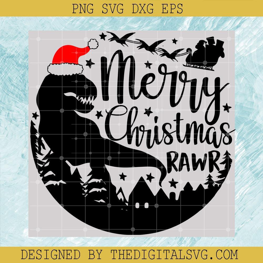 Merry Christmas Rawr Svg, Dinosaurus Santa Svg, Christmas Svg - TheDigitalSVG