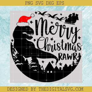 Merry Christmas Rawr Svg, Dinosaurus Santa Svg, Christmas Svg - TheDigitalSVG