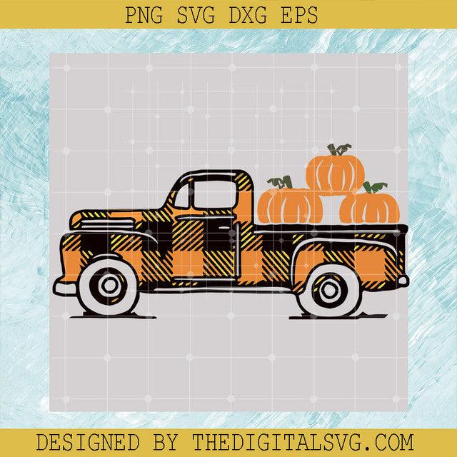 Fall Pumpkin Truck Plaid SVG, Truck Thanksgiving SVG, Pumpkin Fall SVG