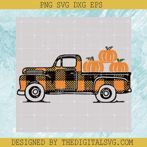 Fall Pumpkin Truck Plaid SVG, Truck Thanksgiving SVG, Pumpkin Fall SVG