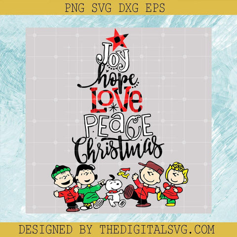 Joy Hope Love Peace Christmas Svg, Snoopy Christmas Svg, Snoopy and Charlie Brown Svg, Christmas Svg - TheDigitalSVG