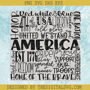 America Svg, Red White And Blue Svg, Home Of The Brave Svg, Quotes Svg - TheDigitalSVG