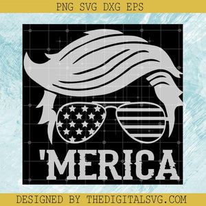 Merica Svg, Donald Trump Wear Glasses America Flag Svg, America Flag Svg - TheDigitalSVG