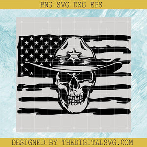Americian Flag Svg, Skullcap Svg, Americian Skull Cowboy Svg - TheDigitalSVG