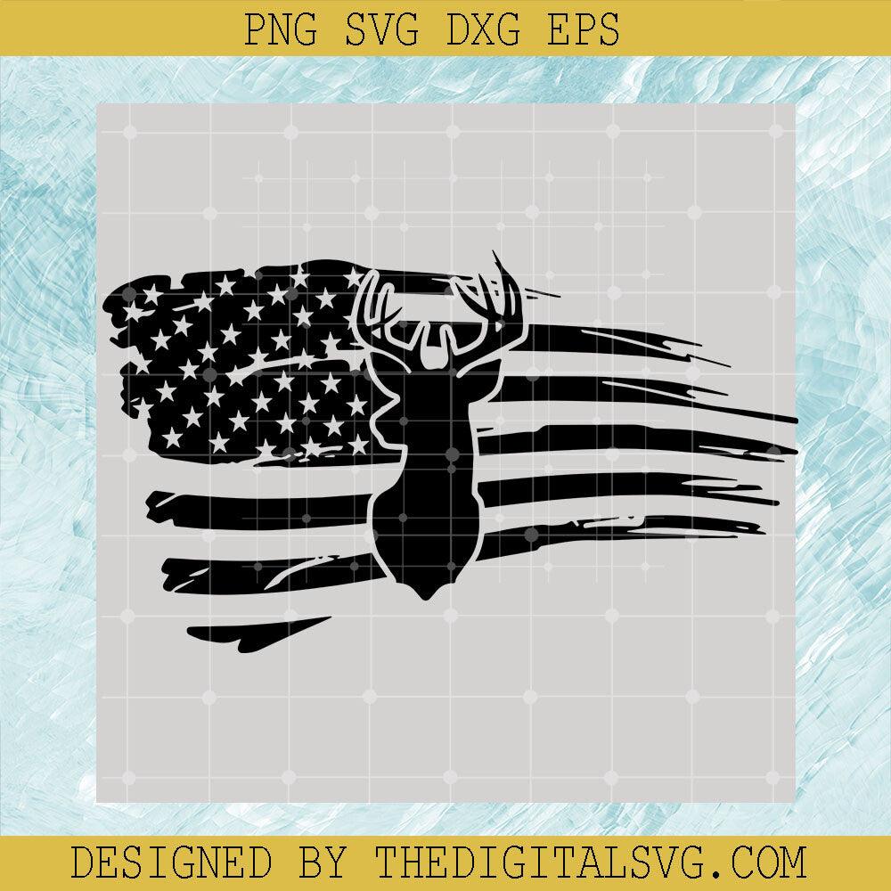 Americian Flag Svg, Hunting Deer Flag Americian Svg, Hunting Deer Svg - TheDigitalSVG
