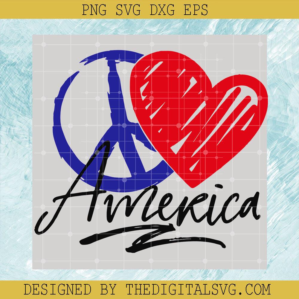 America Svg, Heart Americian Svg, Peace Love America Svg Peace Svg, America Svg - TheDigitalSVG