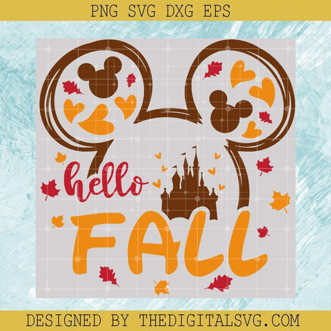 #Mickey Mouse Ears Hello Fall Svg, Fall Mickey Svg, Mickey Autumn Svg, Happy Thanksgiving Svg, Mickey Svg, Fall Svg - TheDigitalSVG