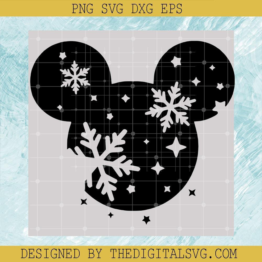 Mickey Mouse Snowflakes Svg, Face Mickey Snowflakes Christmas Svg, Disney Mickey Christmas Svg, Christmas Svg