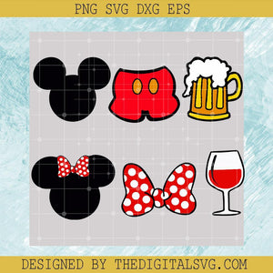 Minnie And Mickey Beer And Wine SVG, Mickey Mouse Beer SVG, Minnie Mouse Wine SVG - TheDigitalSVG