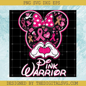 Minnie Pink Warrior Svg, Support Breast Cancer Awareness Svg, Minnie Mouse Svg, Cancer Svg - TheDigitalSVG