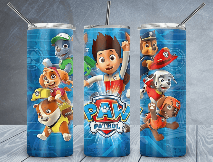 Paw Patrol Tumbler Wrap PNG, Cartoon 20oz Skinny Tumbler Design, Sublimation Designs PNG File - TheDigitalSVG
