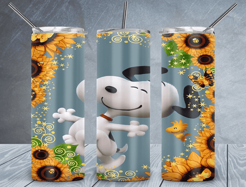 Snoopy Tumbler Wrap PNG, Sunflowers 20oz Skinny Tumbler Design, Sublimation Designs PNG File - TheDigitalSVG