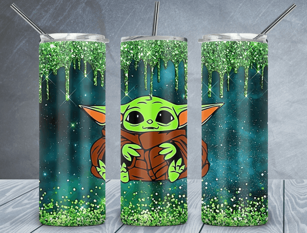 Baby Yoda Galactic Journey PNG Wrap Tumbler - Instant Download