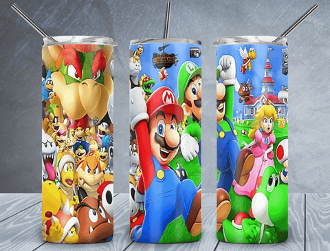 Mario Game Tumbler Wrap PNG, Super Mario 20oz Skinny Tumbler Design, Sublimation Designs PNG File - TheDigitalSVG