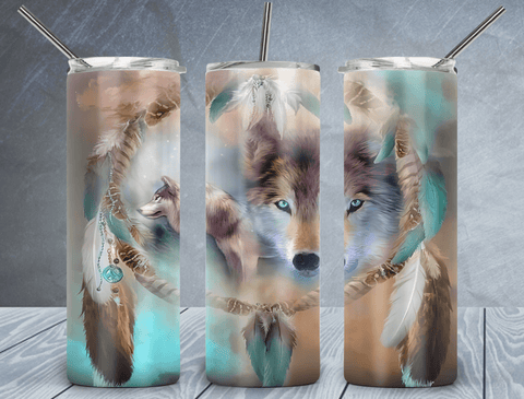 Wolf Tumbler Wrap PNG, Wild Wolf 20oz Skinny Tumbler Design, Sublimation Designs PNG File - TheDigitalSVG