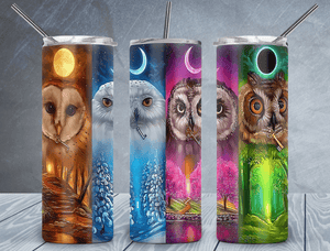 Natural Owl Tumbler Wrap PNG, Night Owl 20oz Skinny Tumbler Design, Sublimation Designs PNG File - TheDigitalSVG