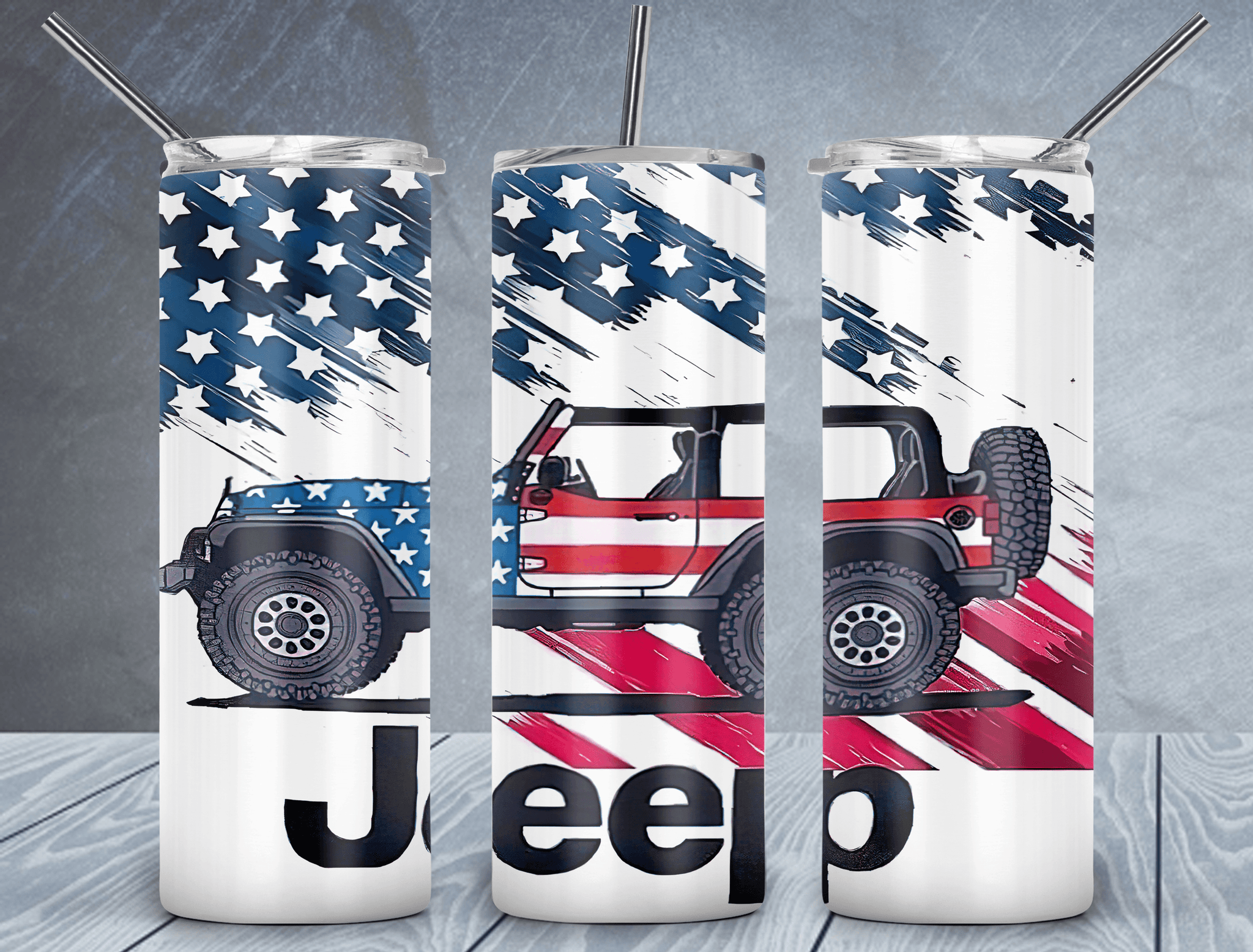 American Flag Jeep Tumbler