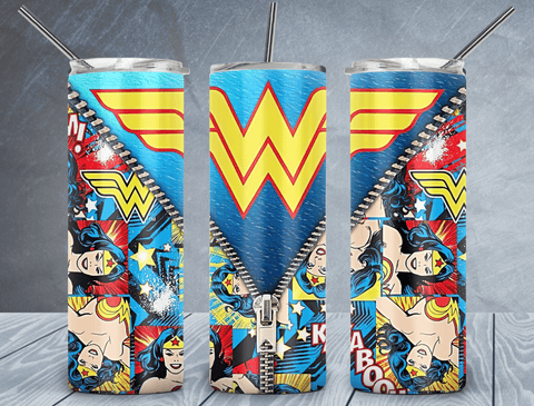 Wonder Woman Tumbler Wrap PNG, Marvel Character 20oz Skinny Tumbler Design, Sublimation Designs PNG File - TheDigitalSVG