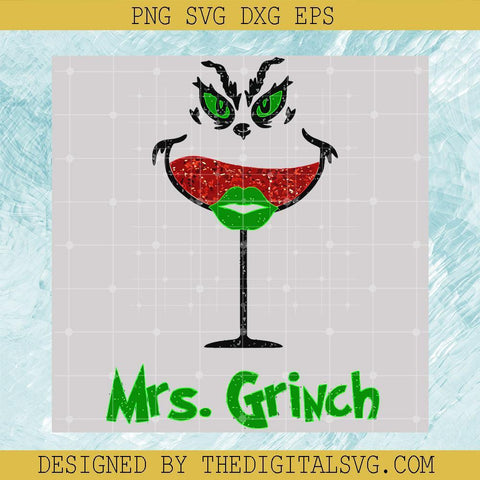 Mrs Grinch Wine Glass Svg, Grinch Svg, Christmas Svg, Mery Grinchmas Svg