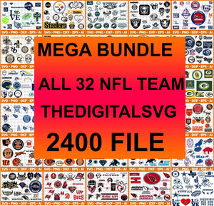 Mega Bundle All 32 NFL Teams Svg, NFL Bundle Svg, NFL Svg, Bundle 2400 File NFL Svg