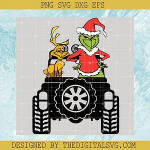 Grinch And Reindeer On Jeep SVG, Christmas Reindeer SVG, Grinch Jeep SVG - TheDigitalSVG