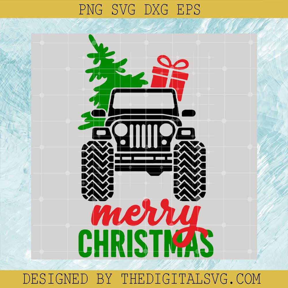 Jeep Christmas SVG, Black Car SVG, Christmas Tree And Presents SVG - TheDigitalSVG