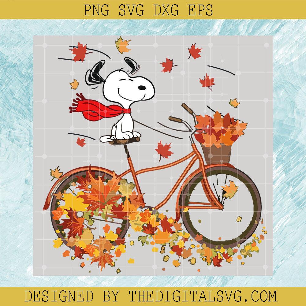 Snoopy Riding A Bike Autumn Leaf SVG, Snoopy Svg, Autumn Svg, Autumn Leaf SVG - TheDigitalSVG