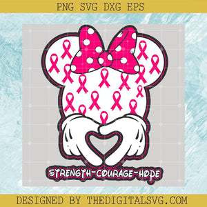 Minnie Cancer Awareness SVG, Breast Cancer Awareness SVG, Minnie Support October Pink Ribbon Survivor SVG - TheDigitalSVG