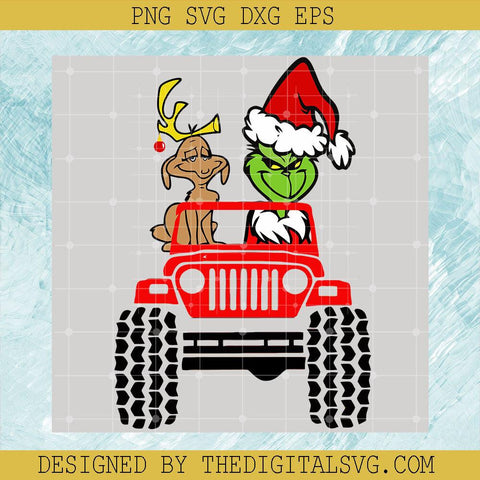 Merry Jeep Mas SVG, Santa Claus And Reindeer SVG, Christmas Holiday SVG - TheDigitalSVG