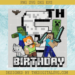 Minecraft Group Shot PNG, Happy 6th Birthday PNG, Minecraft PNG, Birthday Boy PNG - TheDigitalSVG