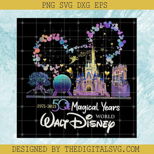50 Magical Years Walt Disney World PNG, Disneyland PNG, Castle Bright PNG - TheDigitalSVG