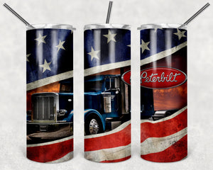 American Flag Peterbilt Truck Car Logo PNG, 20oz Skinny Tumbler Design, Sublimation Designs PNG File - TheDigitalSVG