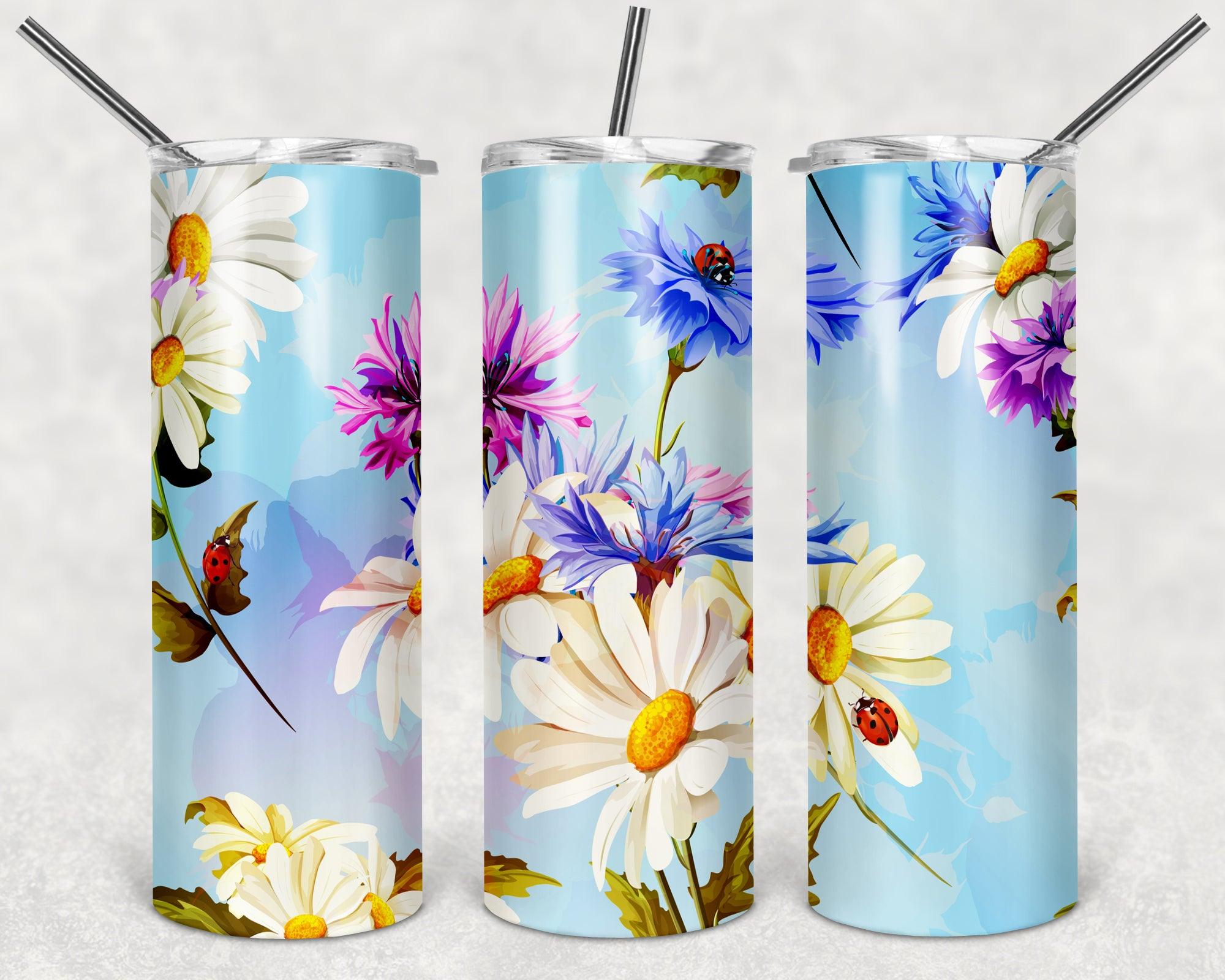 Tumbler sublimation design with daisy