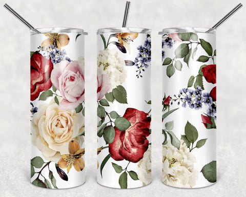 Soft Multicolored Rose Pattern PNG, 20oz Skinny Tumbler Design, Sublimation Designs PNG File - TheDigitalSVG