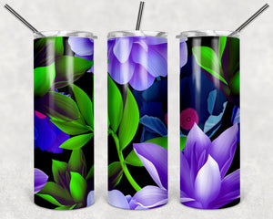 Purple Lotus Pattern PNG, 20oz Skinny Tumbler Design, Sublimation Designs PNG File - TheDigitalSVG
