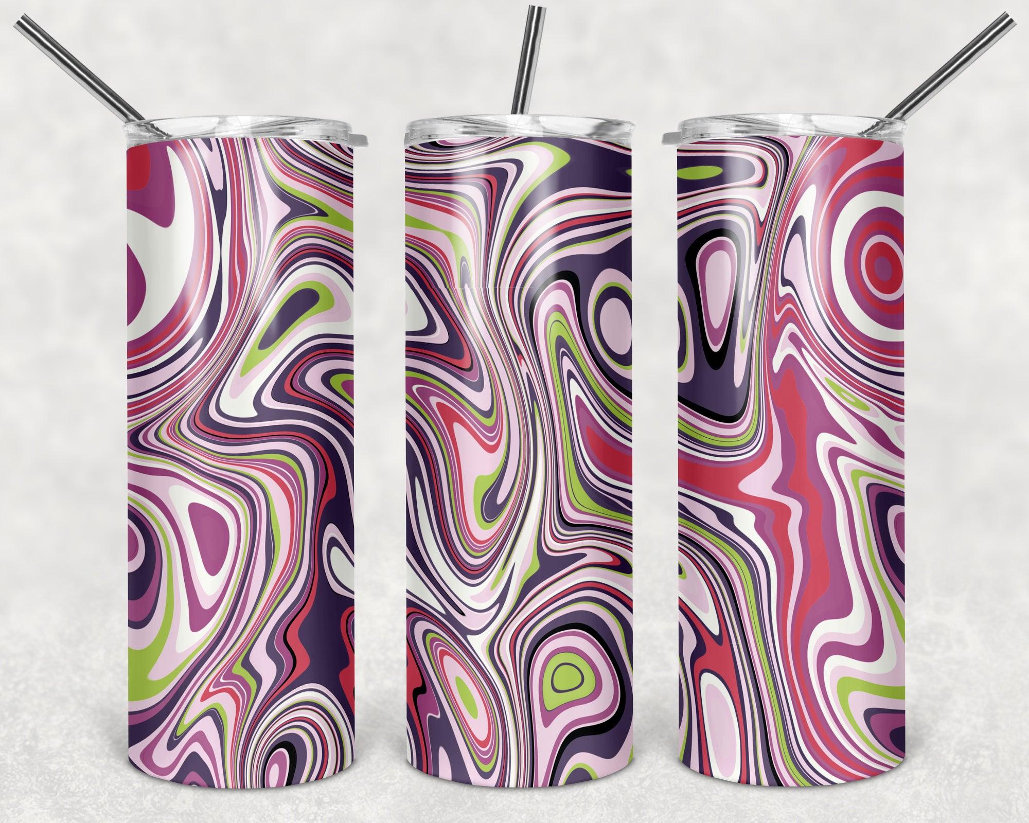 Psychedelic Art Tumbler Warp PNG, Marble Art Pink 20oz Skinny Tumbler Designs, Sublimation Designs PNG - TheDigitalSVG