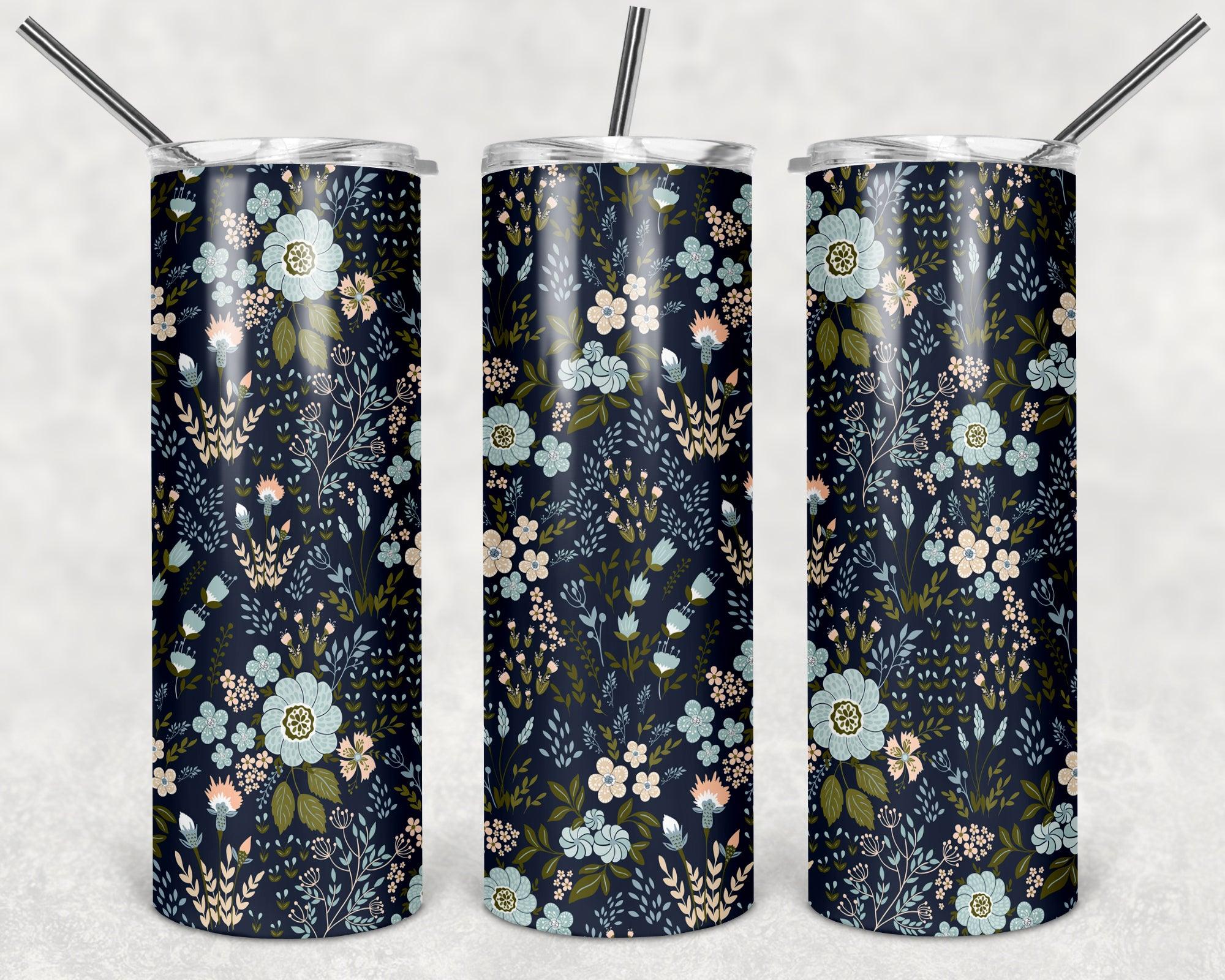 Trees And Flower Tumbler Wrap PNG, Plant Wall 20oz Skinny Tumbler Designs, Sublimation Desisns PNG - TheDigitalSVG