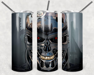 Skull Robot PNG, 20oz Skinny Tumbler Design, Sublimation Designs PNG File - TheDigitalSVG