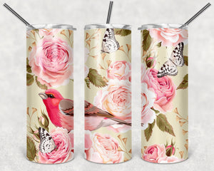 Pink Rose Seamless Tumbler Wrap PNG, Flower Roses Pink 20oz Skinny Tumbler Designs, Sublimation Designs PNG - TheDigitalSVG