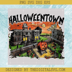 Retro Vintage Halloween Town Svg, Halloween Svg, Happy Halloween Svg
