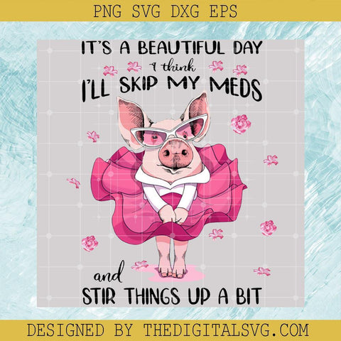 It's A Beautiful Day I Think I'll Skip My Meds And Stir Things Up A Bit PNG, Pig Girl PNG, Quotes PNG - TheDigitalSVG