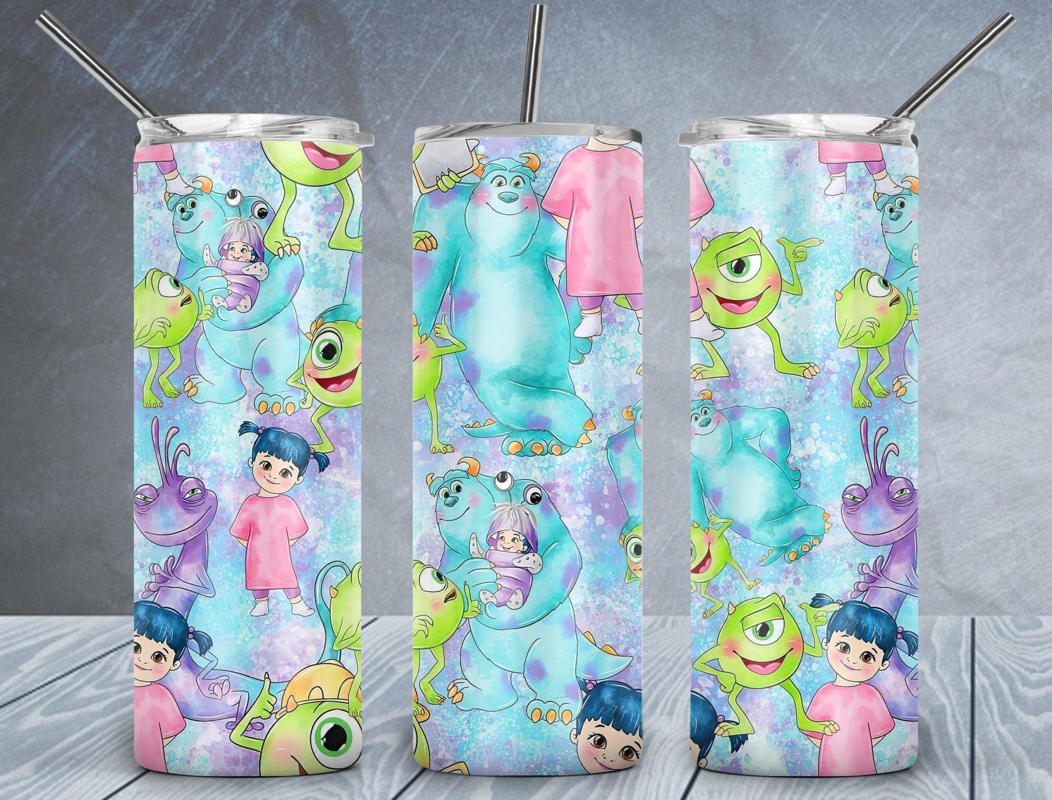 monsters inc tumbler Monster Inc Tumbler Wrap PNG, Mike And Sulley 20oz Skinny Tumbler Design, Sublimation Designs PNG File