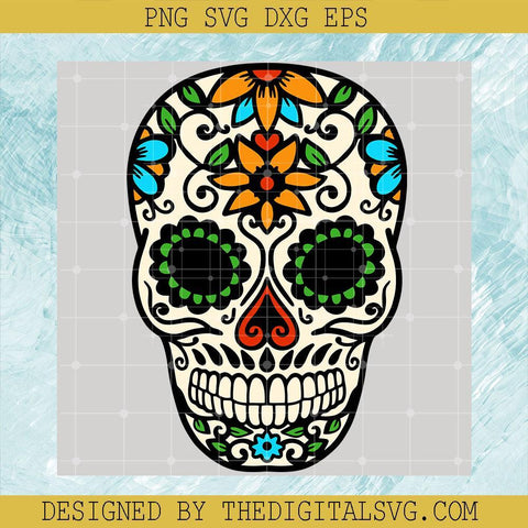 #Skull SVG PNG EPS DXF, Sugar Skull SVG, Skull Halloween SVG - TheDigitalSVG