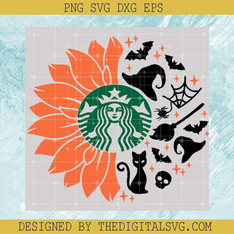 Sunflower Witch Starbucks Svg, Starbucks Svg, Sunflower Svg, Halloween Svg - TheDigitalSVG