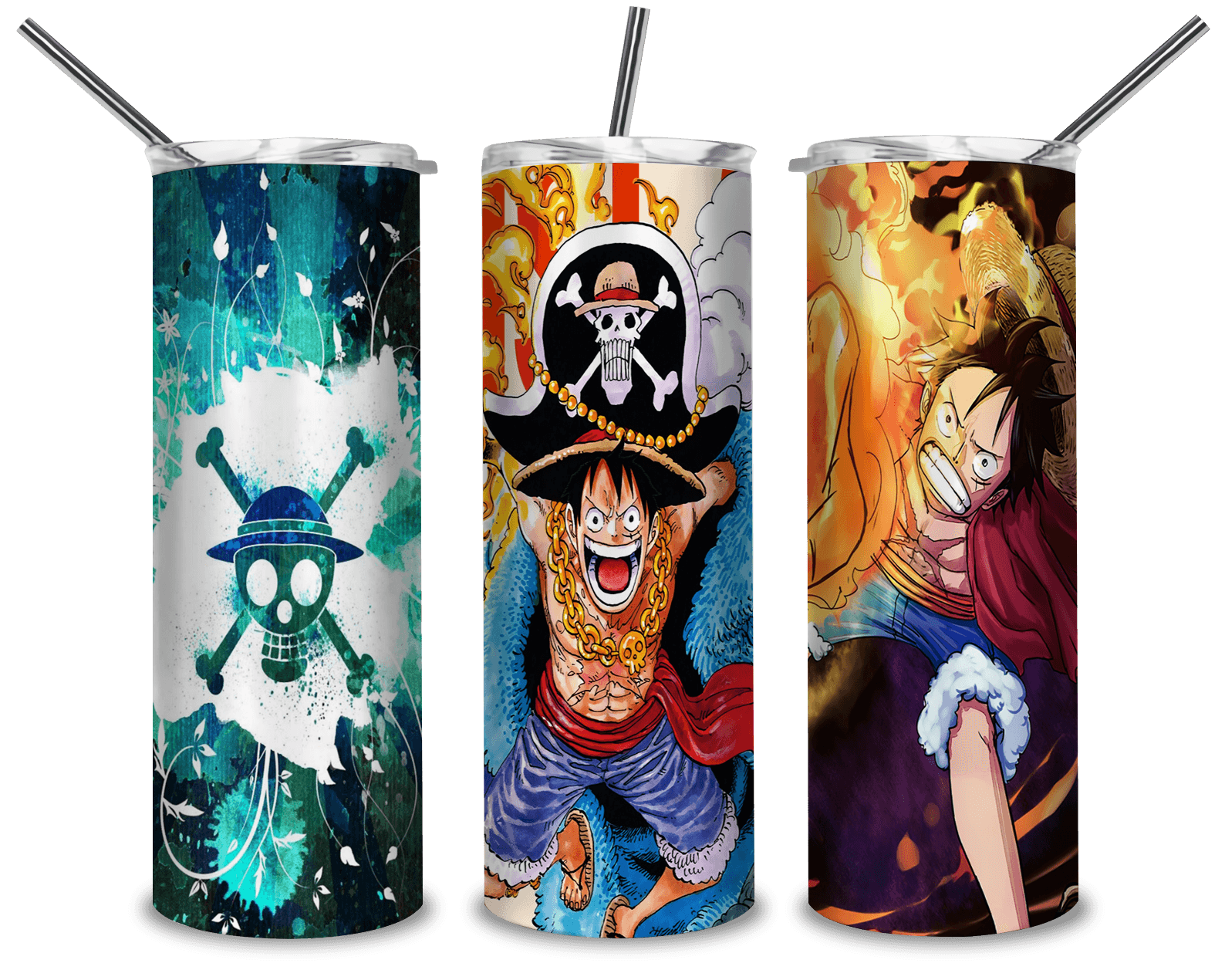 One Piece Characters PNG, Luffy Pirate 20oz Skinny Tumbler Designs PNG, Sublimation Designs PNG - TheDigitalSVG