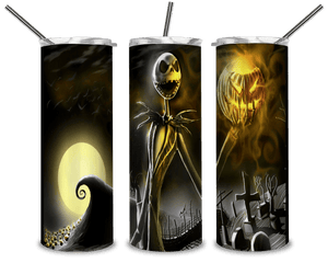 Jack And Scary Pumpkin PNG, Nightmare Before Christmas 20oz Skinny Tumbler Designs PNG, Sublimation Designs PNG - TheDigitalSVG
