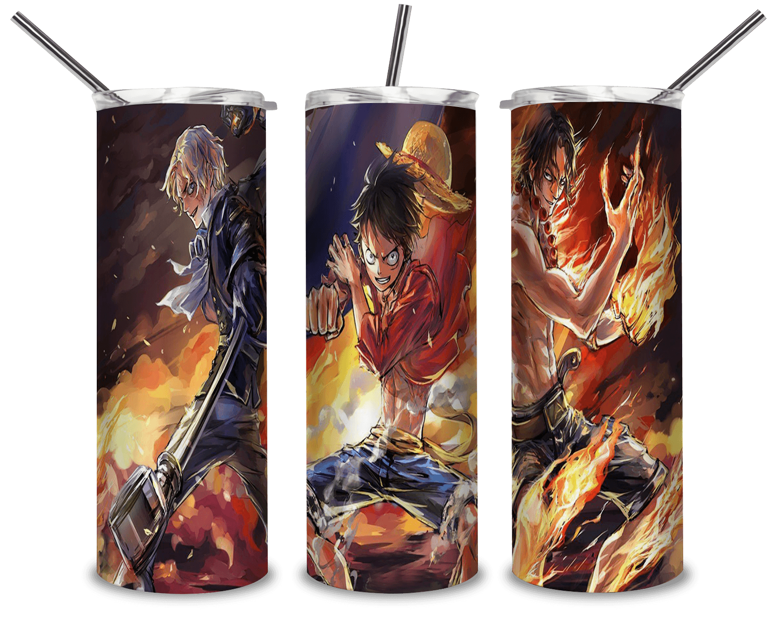 Captain Luffy Fight PNG, One Piece Movie 20oz Skinny Tumbler Designs PNG, Sublimation Designs PNG - TheDigitalSVG