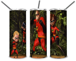 The Incredibles Family In Forest PNG, Disney Pixar 20oz Skinny Tumbler Designs PNG, Sublimation Designs PNG - TheDigitalSVG