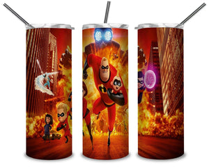 Family In Fire 2 PNG, The Incredibles 20oz Skinny Tumbler Designs PNG, Sublimation Designs PNG - TheDigitalSVG