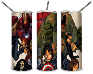 One Piece Meets Avengers PNG, Avengers 20oz Skinny Tumbler Designs PNG, Sublimation Designs PNG - TheDigitalSVG